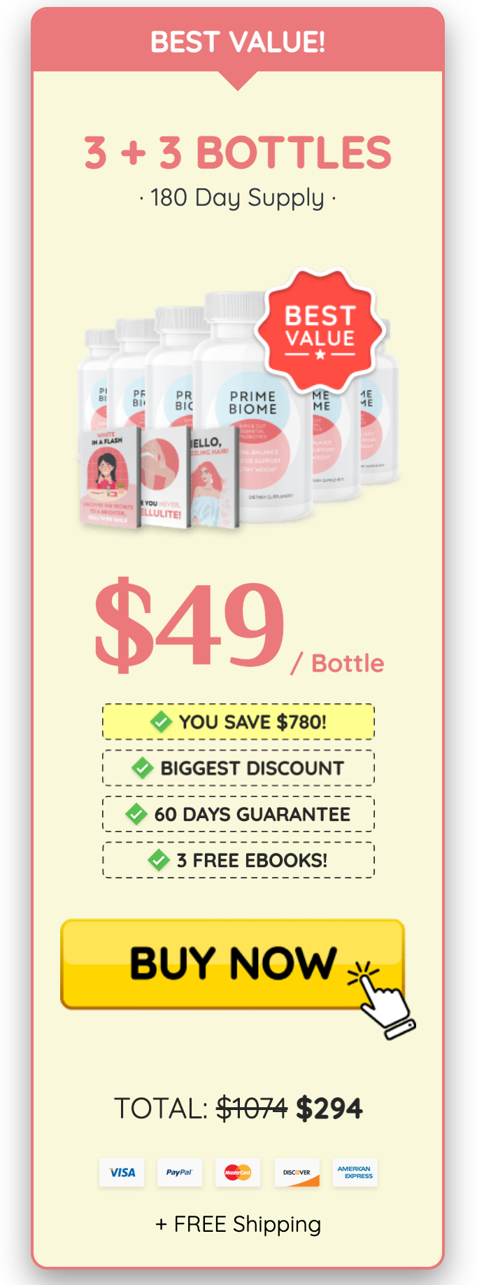 PrimeBiome Buy 6 Bottles