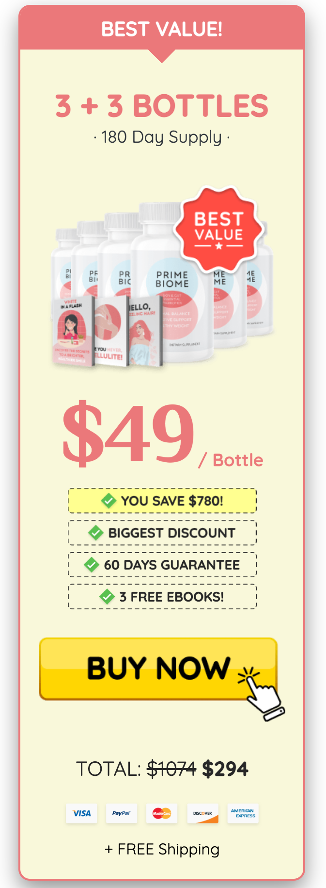 PrimeBiome Buy 6 Bottles